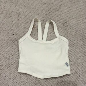 White Ribbed Free People Movement Crop Top